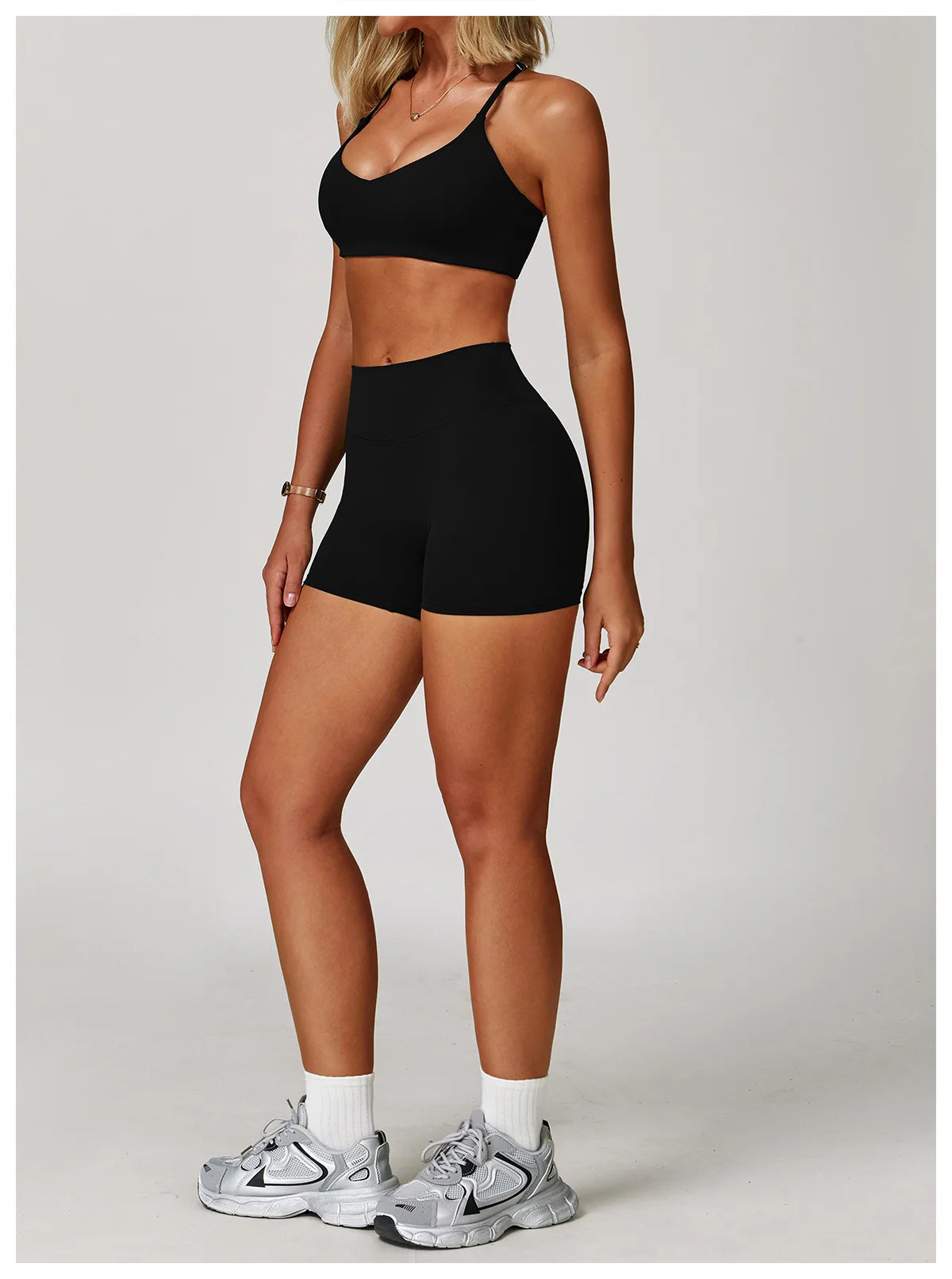 2/3PCS Yoga Suit Sports Set Gym Set Women Tracksuit Running (black)