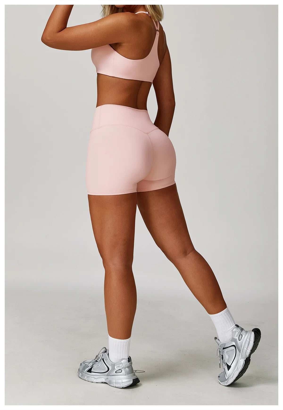 2/3PCS Yoga Suit Sports Set Gym Set Women Tracksuit Running (Peach)
