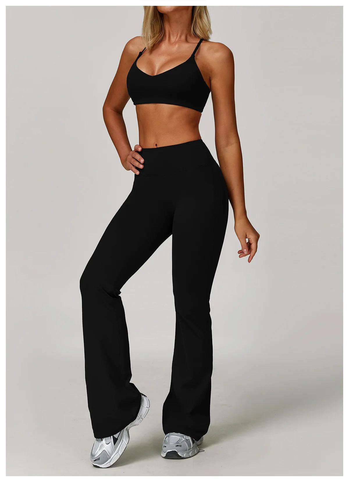 2/3PCS Yoga Suit Sports Set Gym Set Women Tracksuit Running (black)