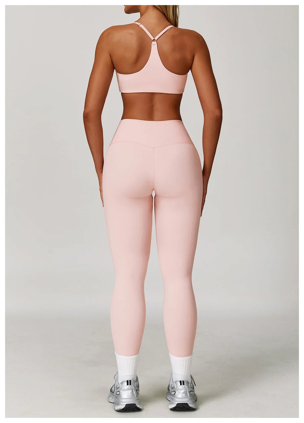 2/3PCS Yoga Suit Sports Set Gym Set Women Tracksuit Running (Peach)