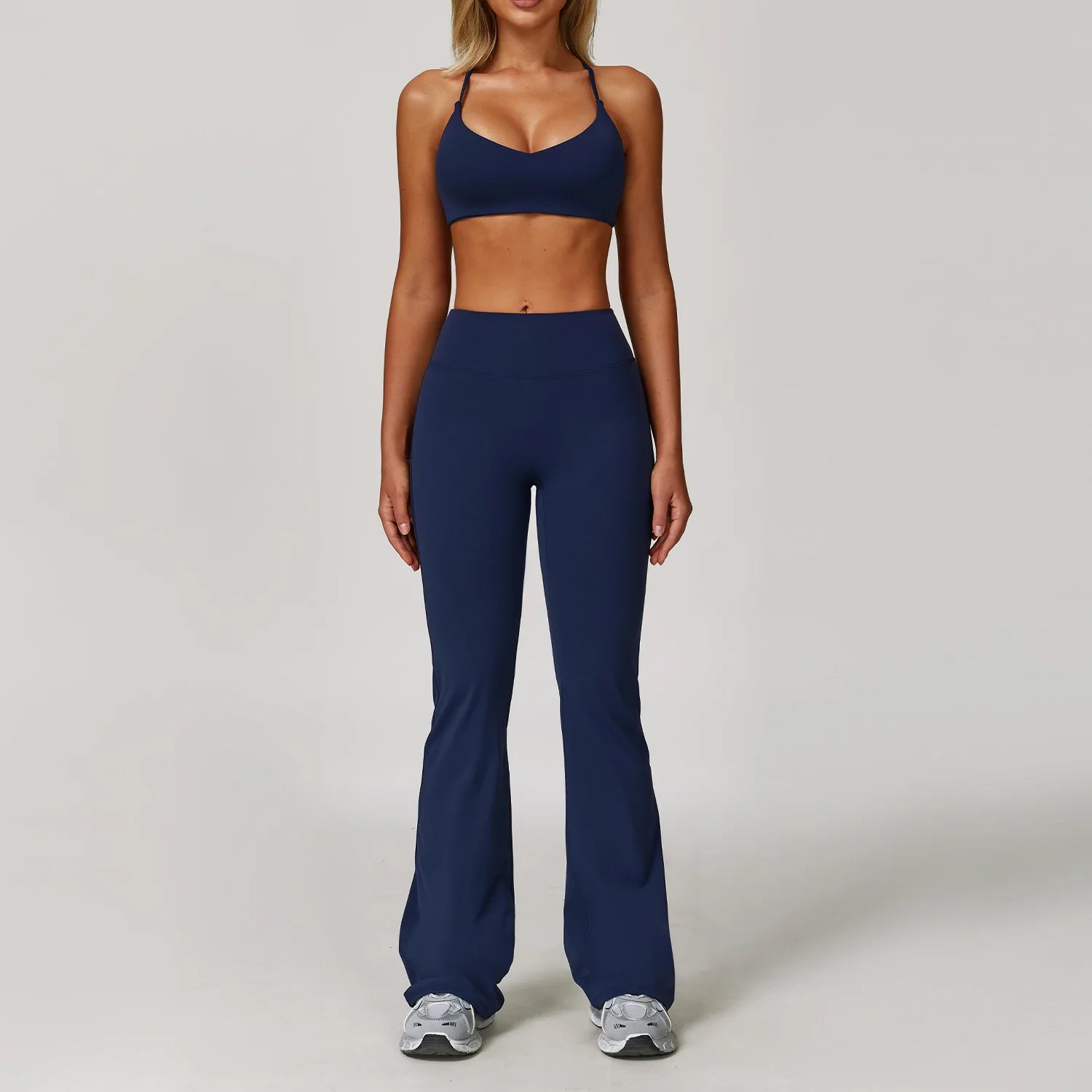 2/3PCS Yoga Suit Sports Set Gym Set Women Tracksuit Running (Blue)
