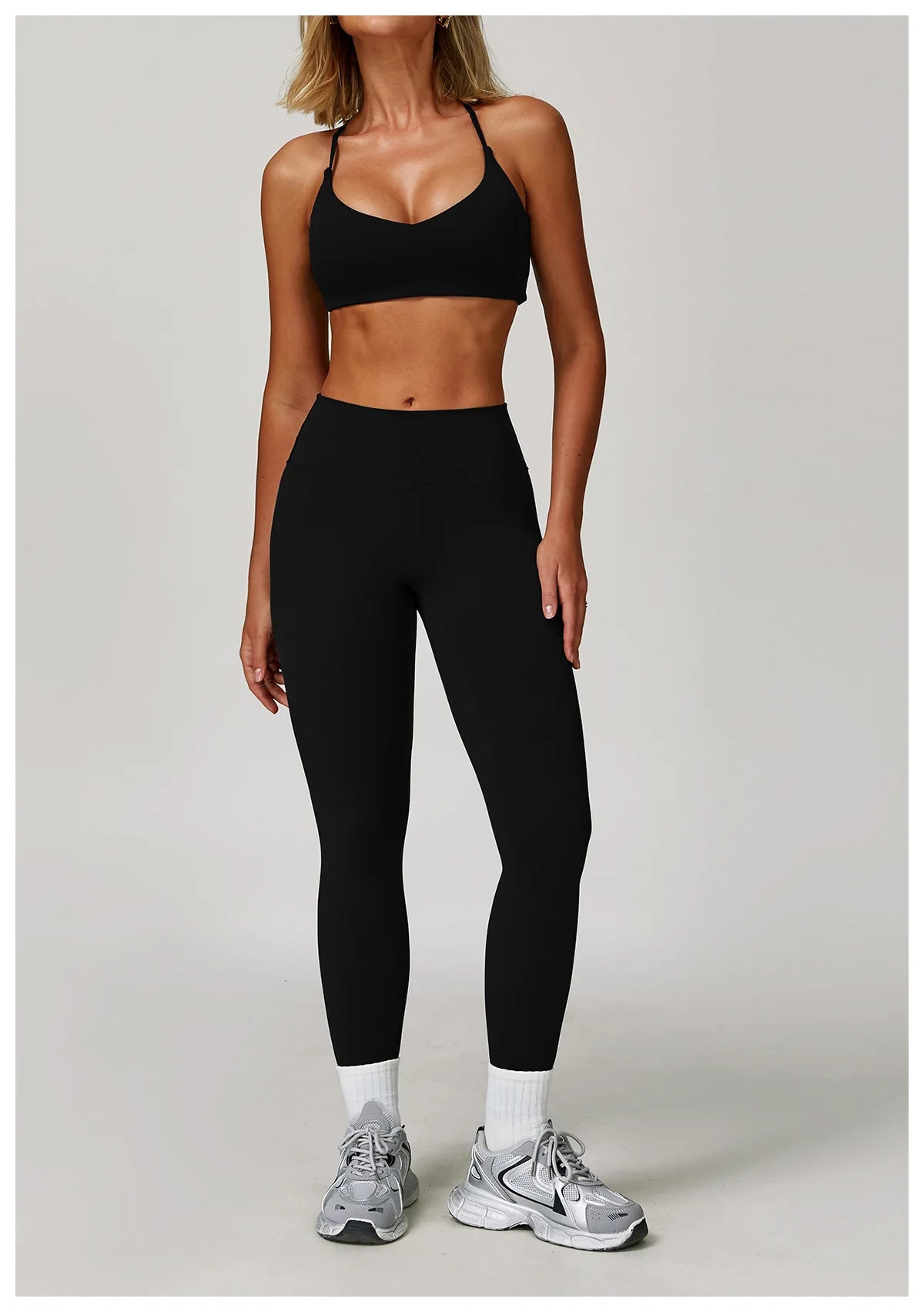 2/3PCS Yoga Suit Sports Set Gym Set Women Tracksuit Running (black)