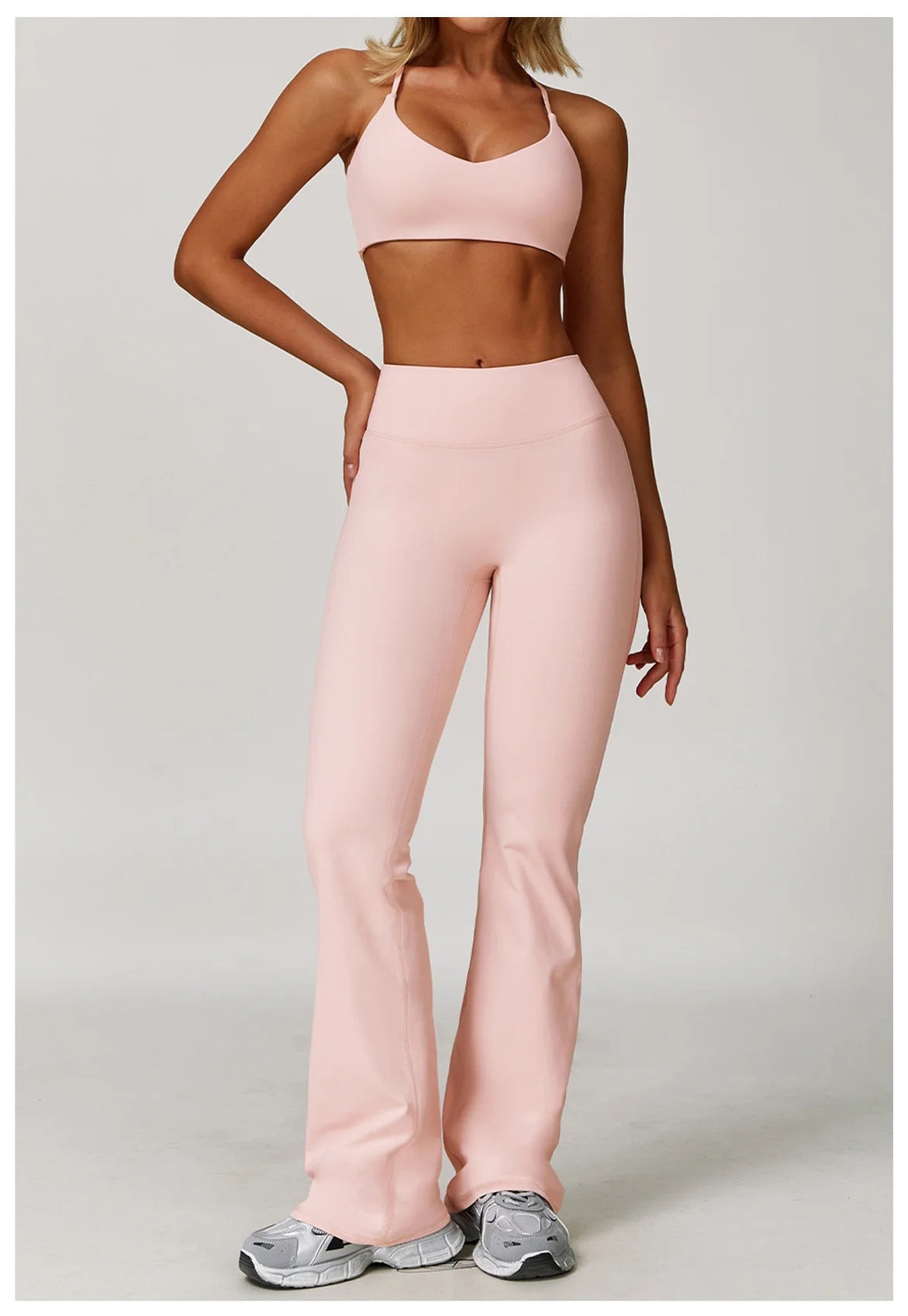 2/3PCS Yoga Suit Sports Set Gym Set Women Tracksuit Running (Peach)