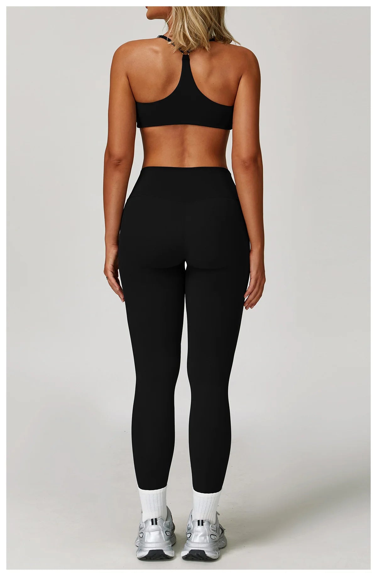 2/3PCS Yoga Suit Sports Set Gym Set Women Tracksuit Running (black)