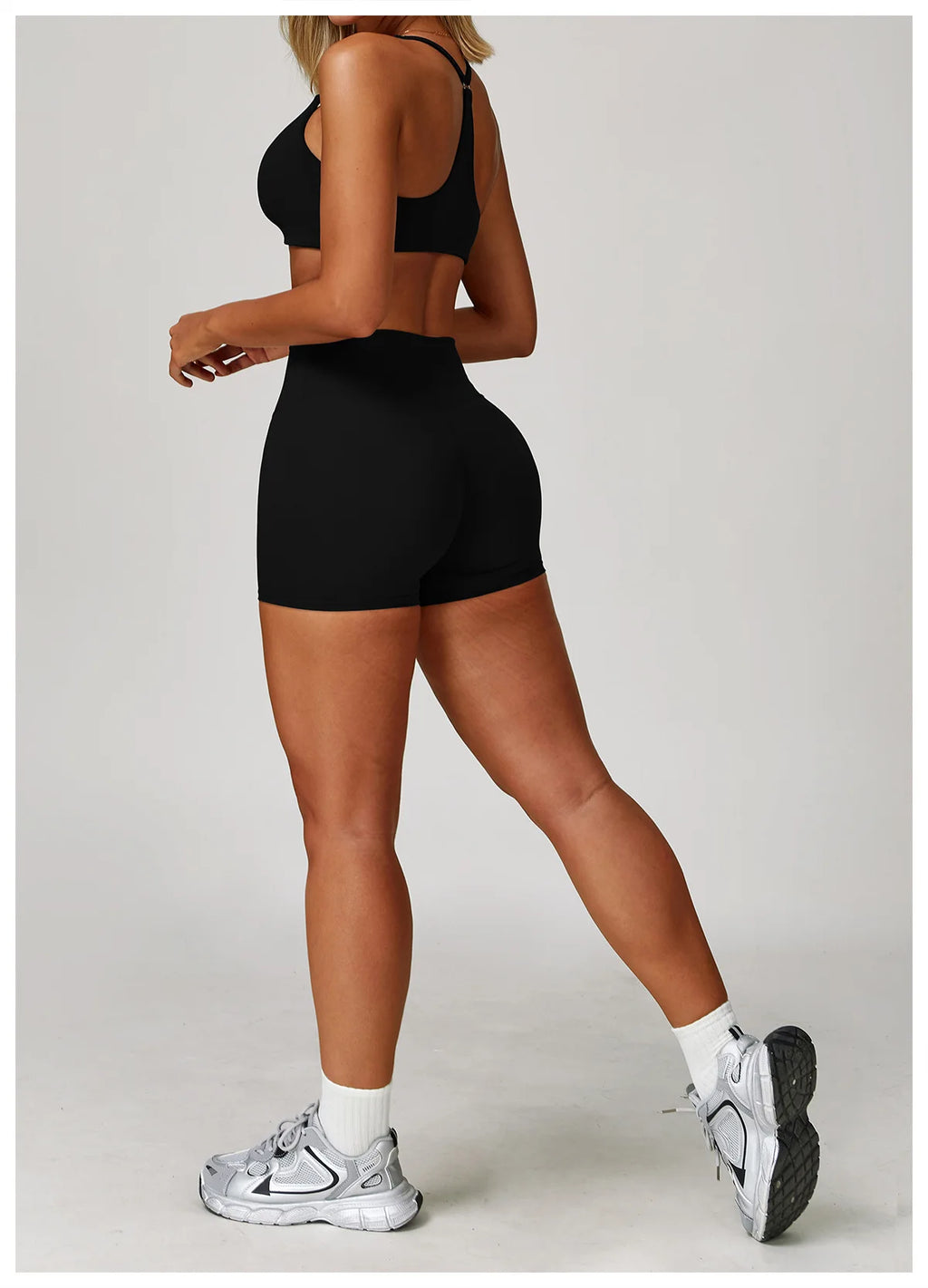 2/3PCS Yoga Suit Sports Set Gym Set Women Tracksuit Running (black)