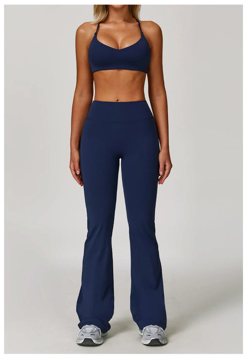 2/3PCS Yoga Suit Sports Set Gym Set Women Tracksuit Running (Blue)