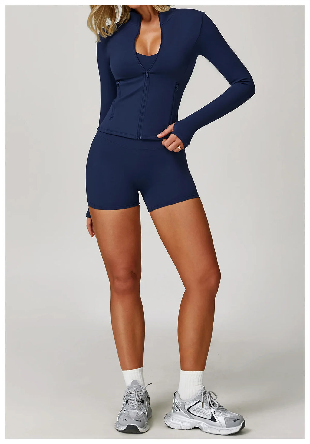 2/3PCS Yoga Suit Sports Set Gym Set Women Tracksuit Running (Blue)