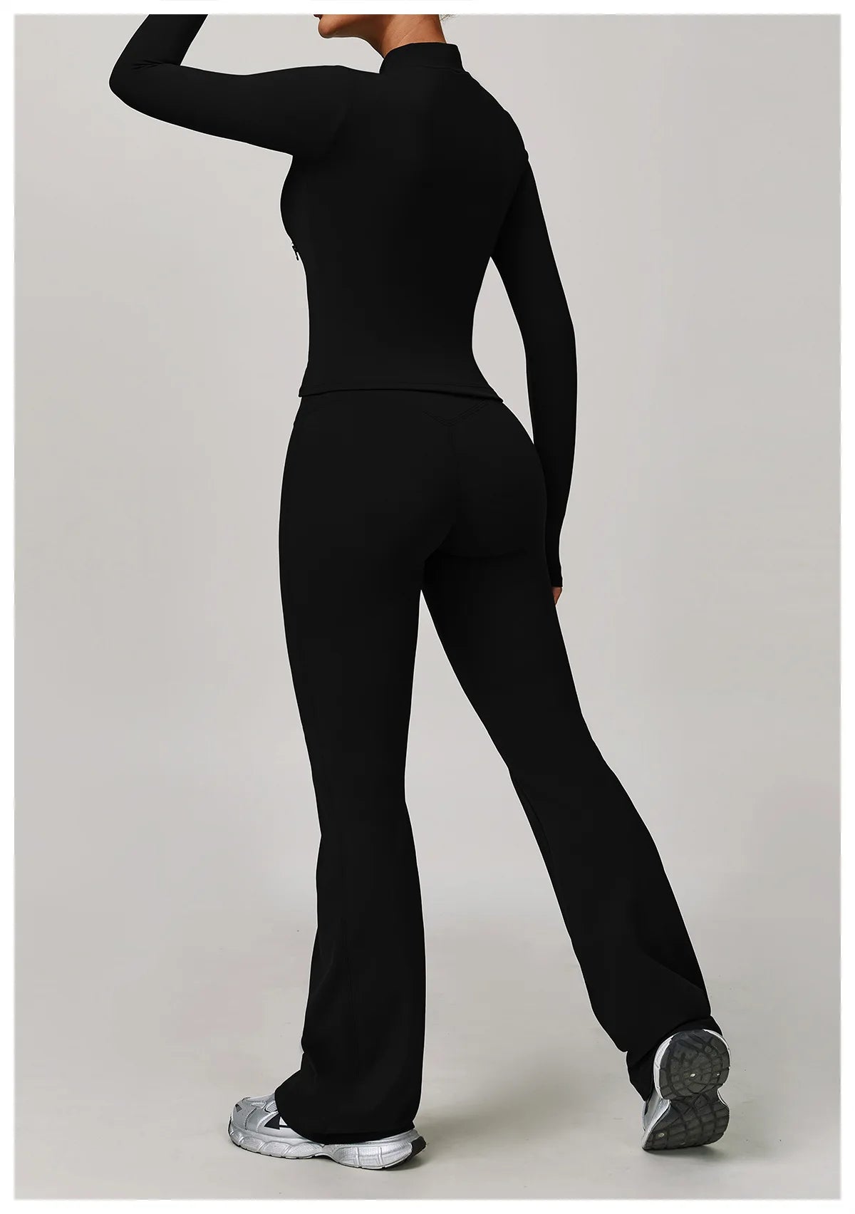 2/3PCS Yoga Suit Sports Set Gym Set Women Tracksuit Running (black)