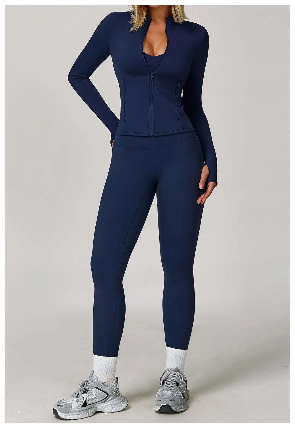 2/3PCS Yoga Suit Sports Set Gym Set Women Tracksuit Running (Blue)